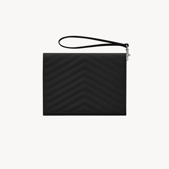 Authentic Saint Laurent Cassandra Flap Pouch in Black and Silver - Picture 4 of 10